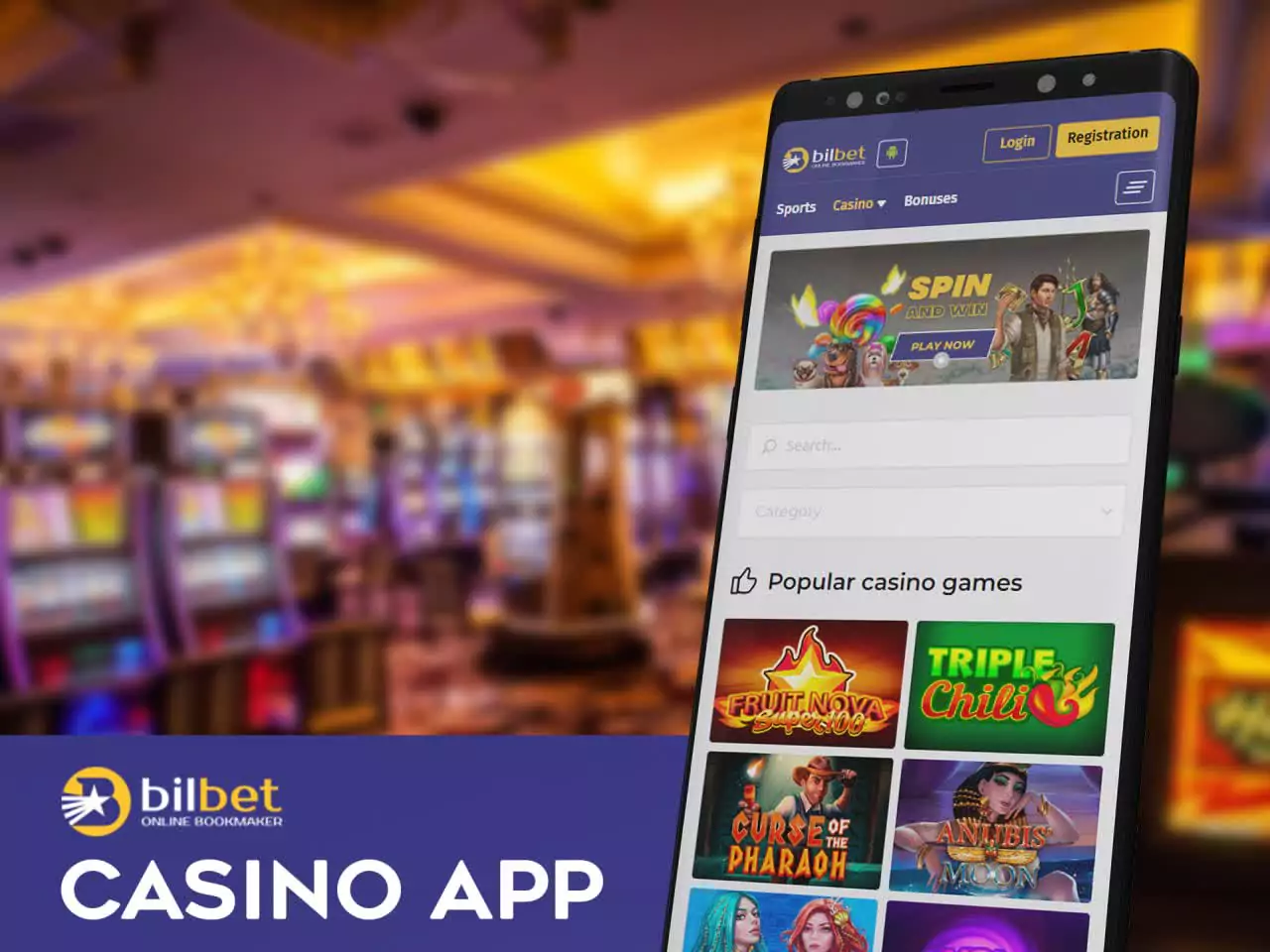 Get acces to the Bilbet online casino via your app.
