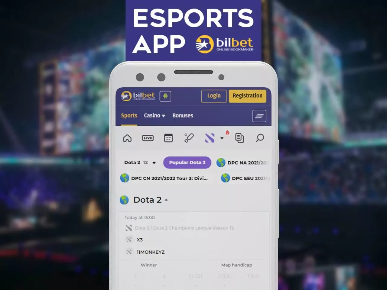 You can also bet on esports in the Bilbet app.