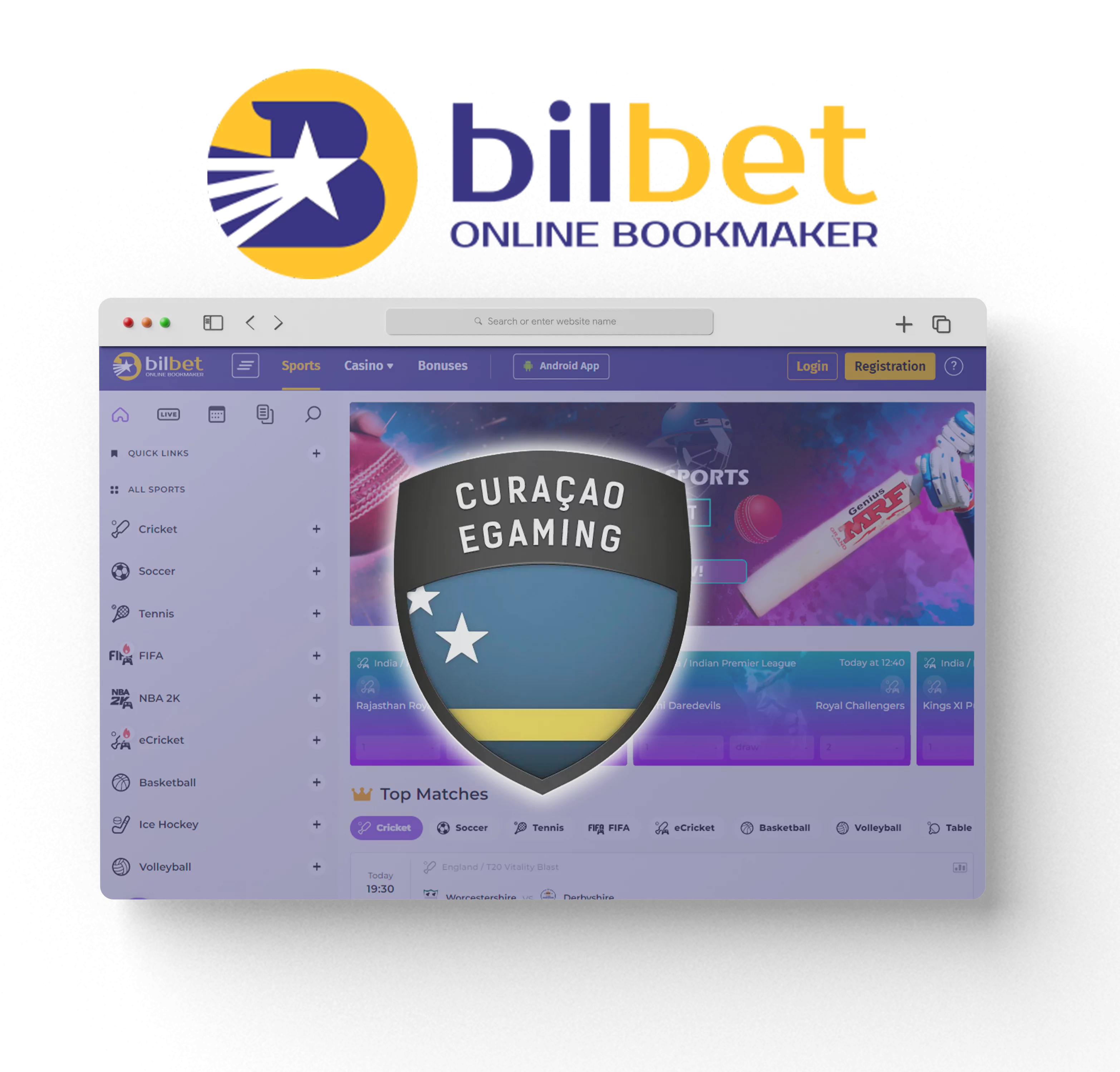 Bilbet is a licensed bookmaker and is regulated by the Curacao eGaming.