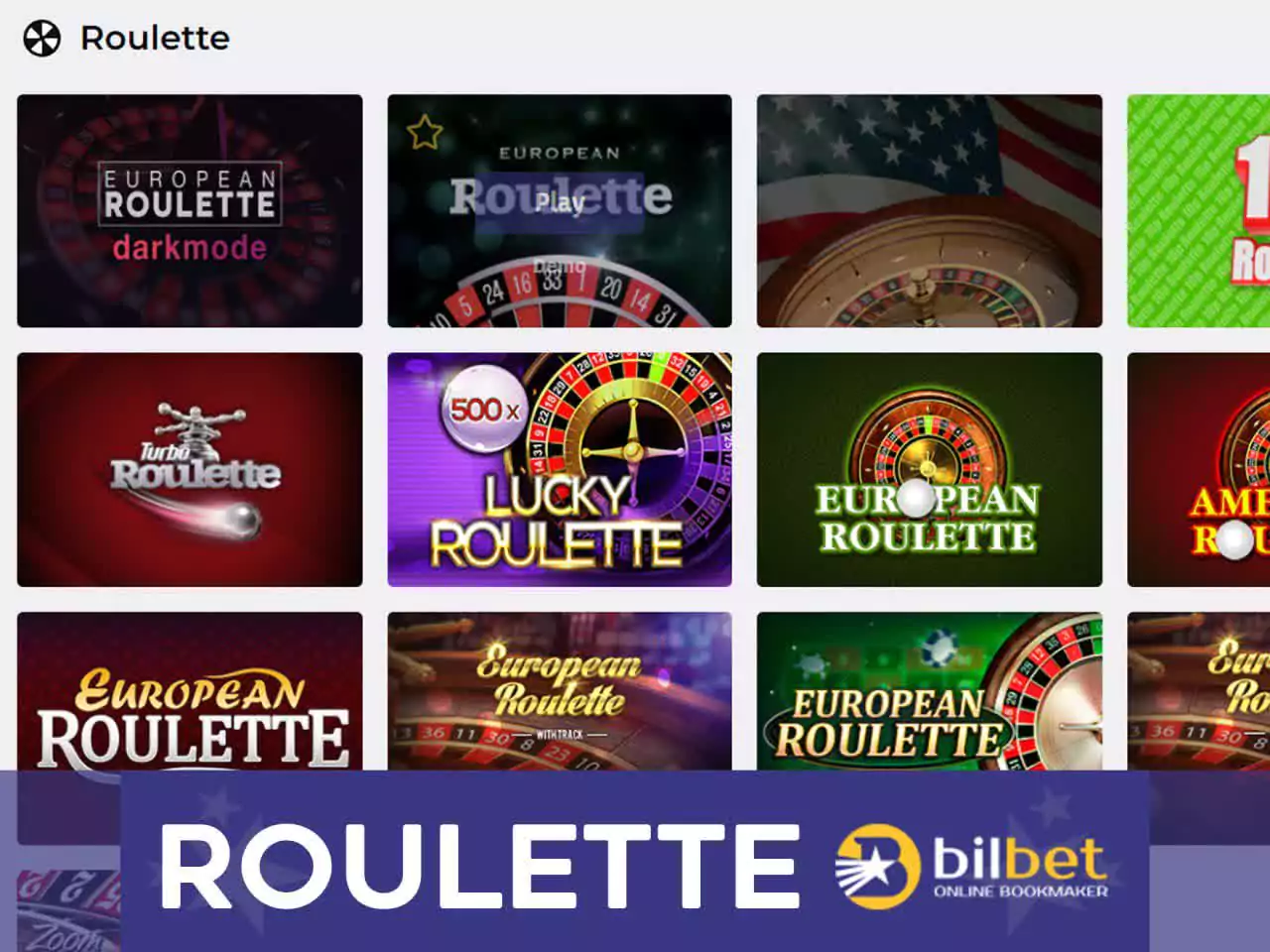 Play european and other types of roulette.