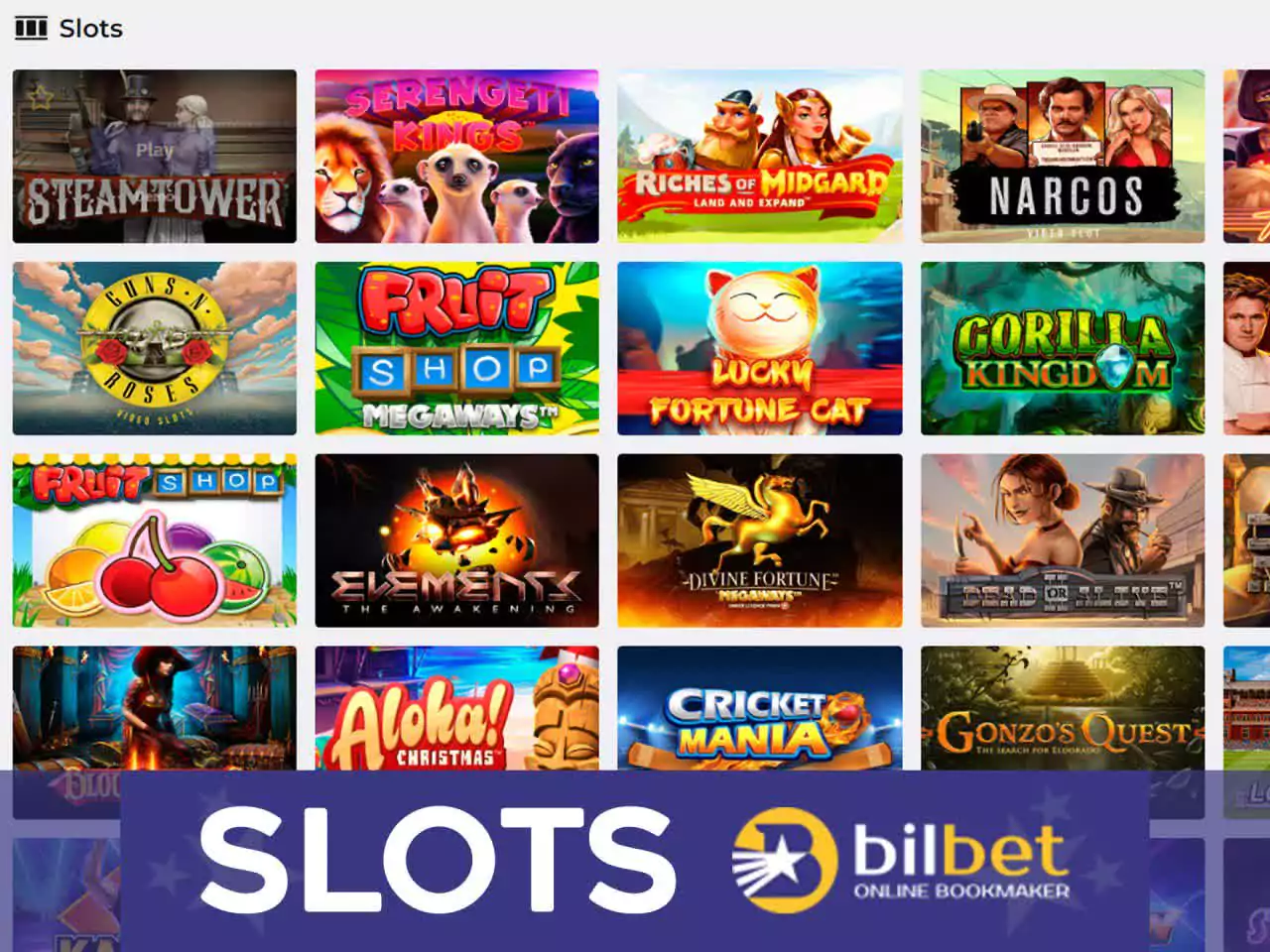 Slots is the largest casino section at Bilbet.